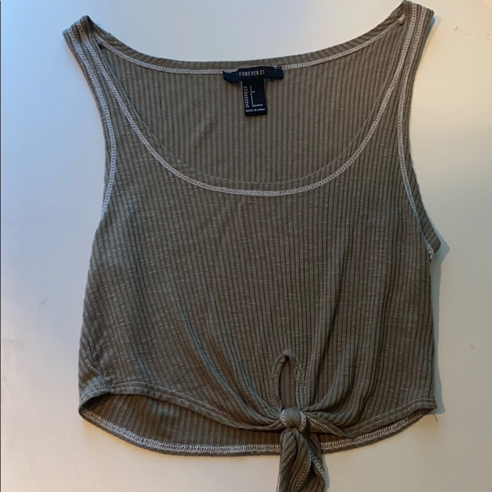 Green crop top with front tie